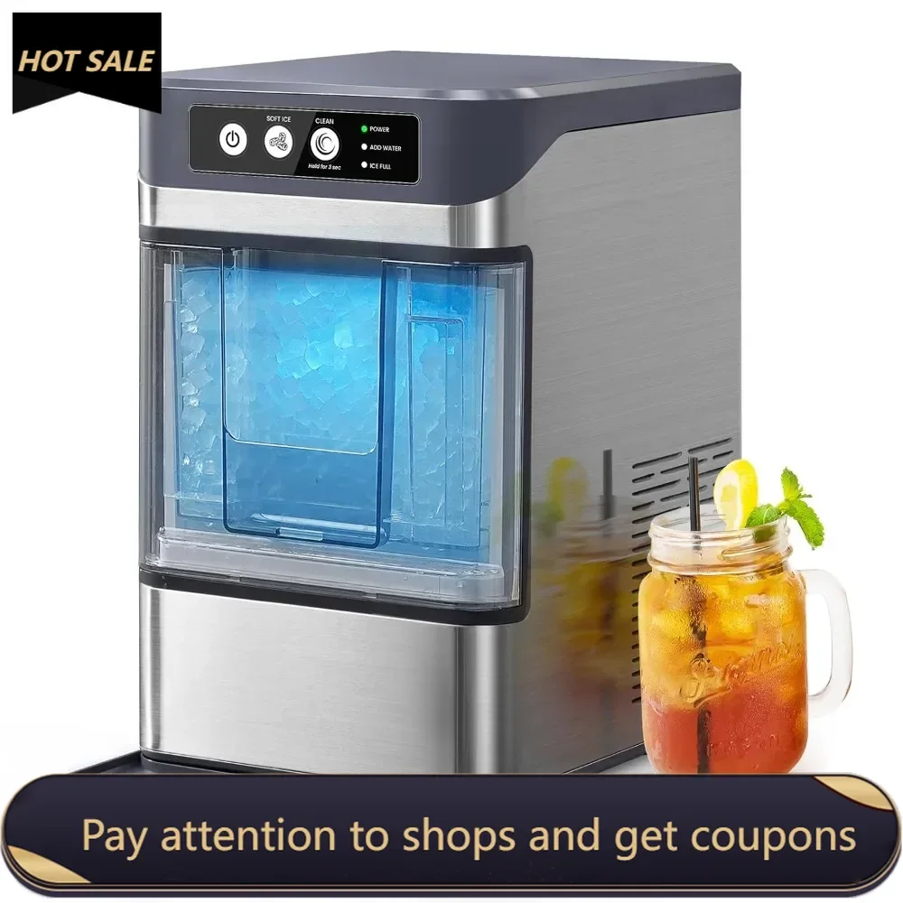 

Nugget Ice Maker Coutertop,Chewable Soft Ice Maker Machine,Ready in 6 Mins,41Lbs per Day,Table Top Maker for Home, Self-Cleaning