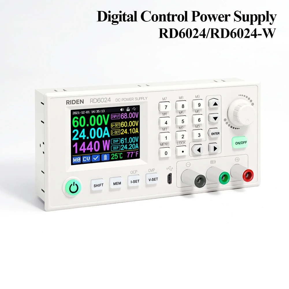 RD6024-W 24A 12V 36V 48V 60V Adjustable Step Down Digital Current Power Supplys 2.4 Inch Screen Control Mobilephone Power