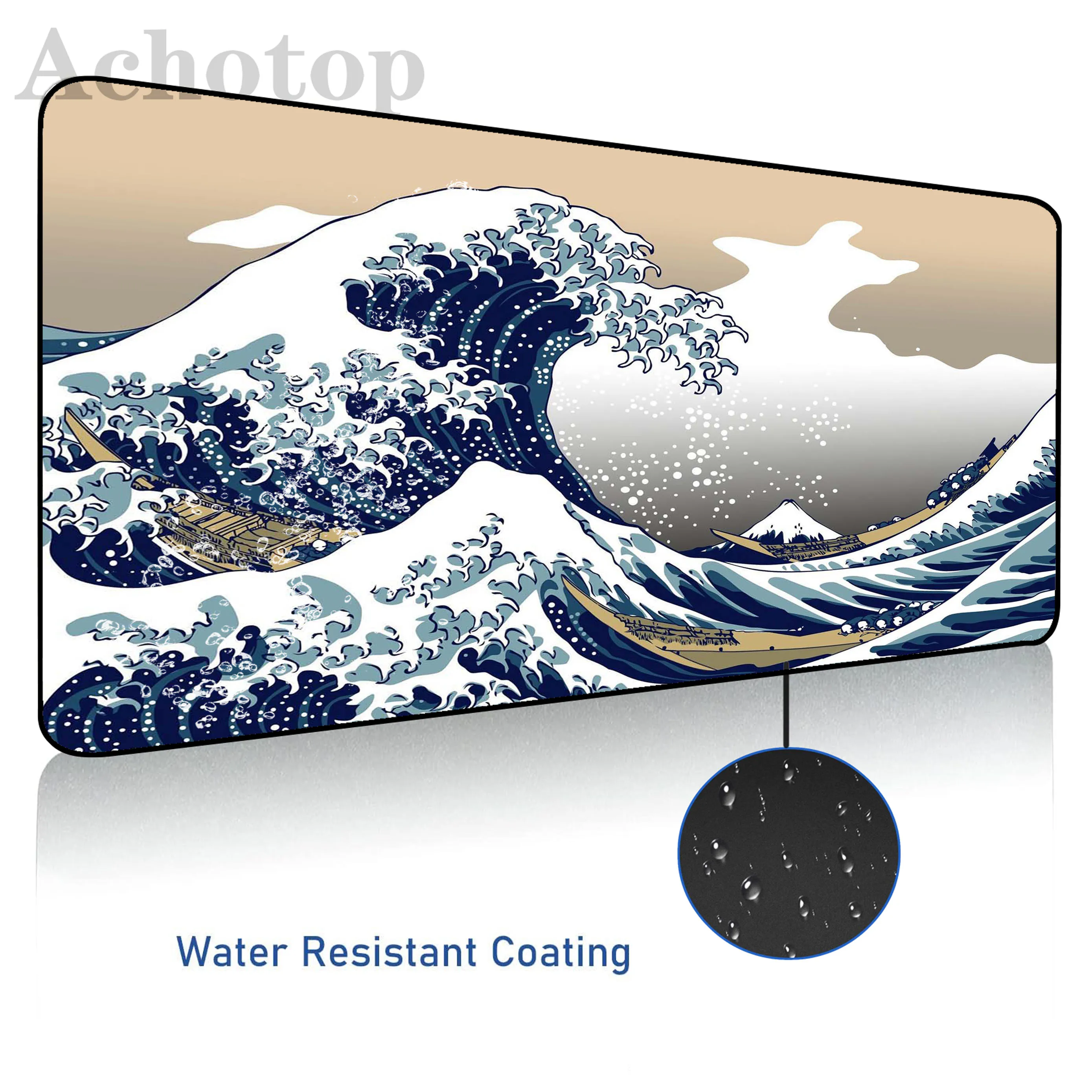 Japanese Sea Wave Waterproof Gaming Mousepad Gamer Speed Accessories Keyboard Pads Computer Mouse Pad Large Mouse Mat XXL