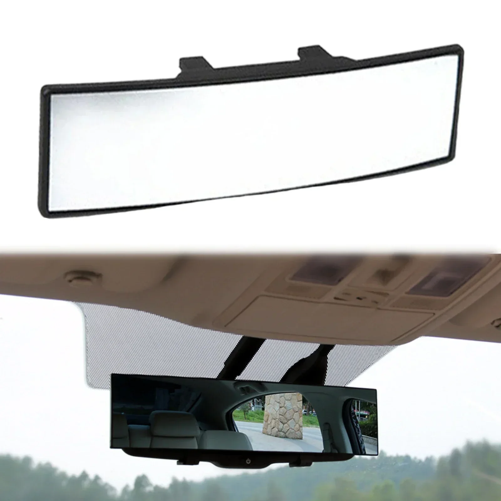 Espejo plano curvo de gran angular para coche, Reflector antideslumbrante, gran campo de visión trasera, espejo de marcha atrás, accesorios