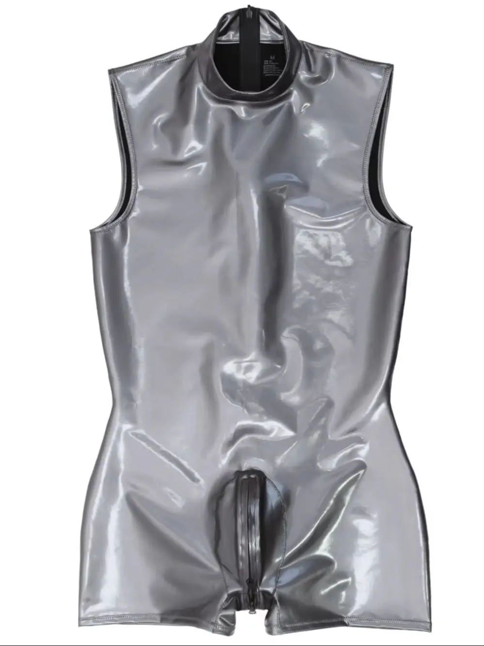 Sleeveless Wet Look PVC Playsuits Swimsuit Shiny PU Leather Zipper Pouch Bodysuit Tights Gym Tank Tops Body Teddies Vest Leotard
