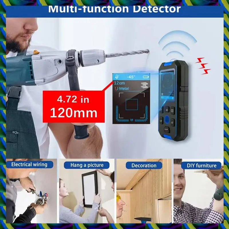 Ежедневный настенный металлоискатель NF-518, ЖК-дисплей с позиционирующим отверстием для живого кабеля переменного тока, провода, металлическая деревянная шпилька