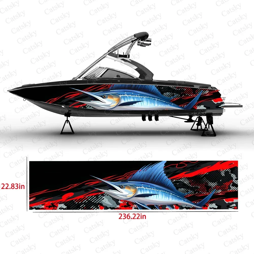 marlin swordfish geometric irregular shapes Boat Stickers Vinyl Boat Wrap for Console Deck Boat Fishing Platform Decal Sticker