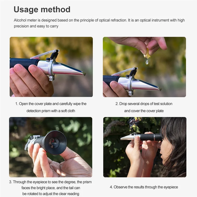 AT82-Wine Tester Handheld Refractometer Sugar Content Tester Sugar 0-40% Alcohol 0-25% Alcohol Tester