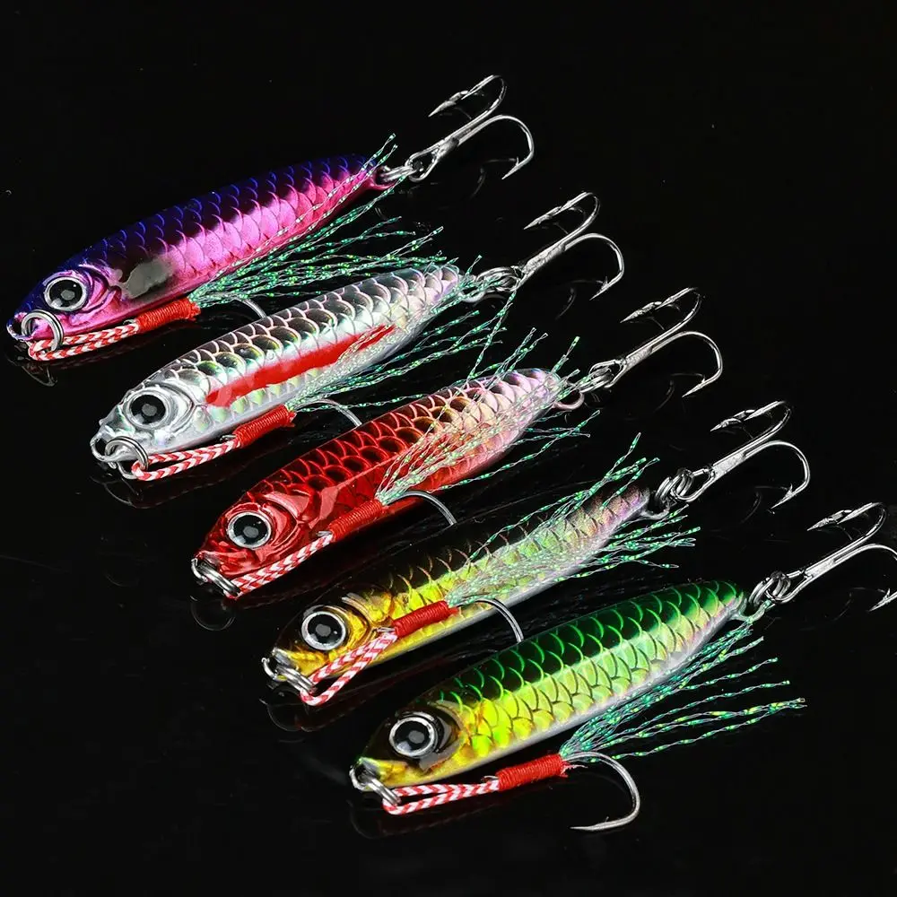 New Iron Fishing Lure Red Green Electroplated Spinning Baits 7g 10g Metal Jig Lure