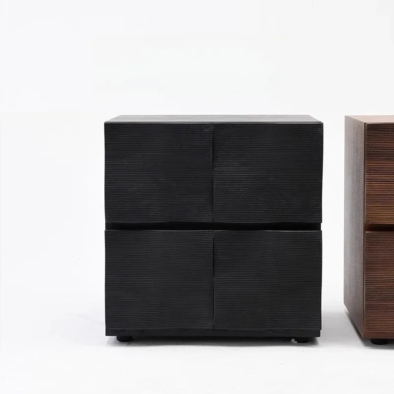 Italian minimalist bedside table black walnut creative designer light luxury solid wood bedside storage cabinet
