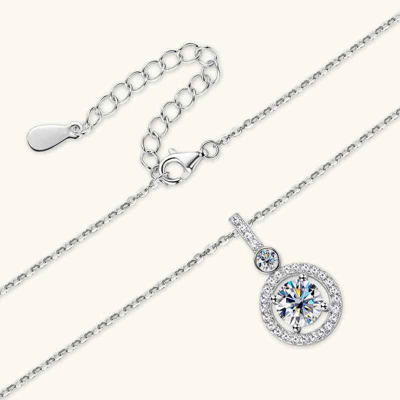 JoiasHome الفاخرة الساطع 925 فضة مويسانيتي قلادة Helios 1CT D ColorNecklace متعدد الألوان غرامة مجوهرات هدية الزفاف