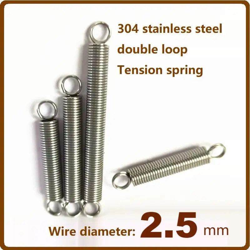 

304 stainless steel pull spring double loop closed hook and loop,Wire Dia2.5mm,OuterDia16/18/20/22/25mm,Length50-300mm customize