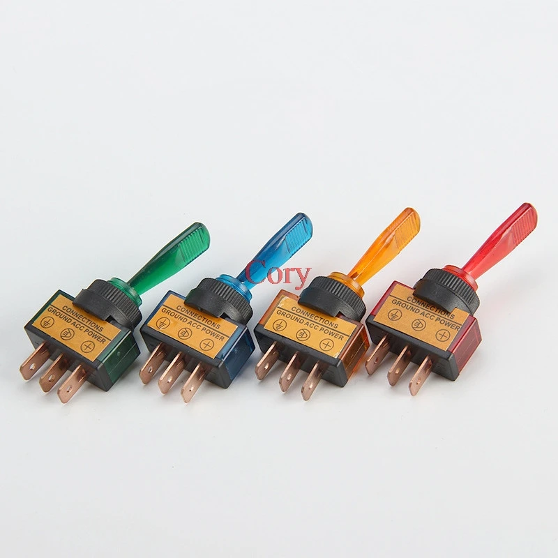 4pcs DC12V 20A Indicator Panel Mounting ON-OFF Car Toggle Switch Long/Short Handle 3A 250V/AC 12mm