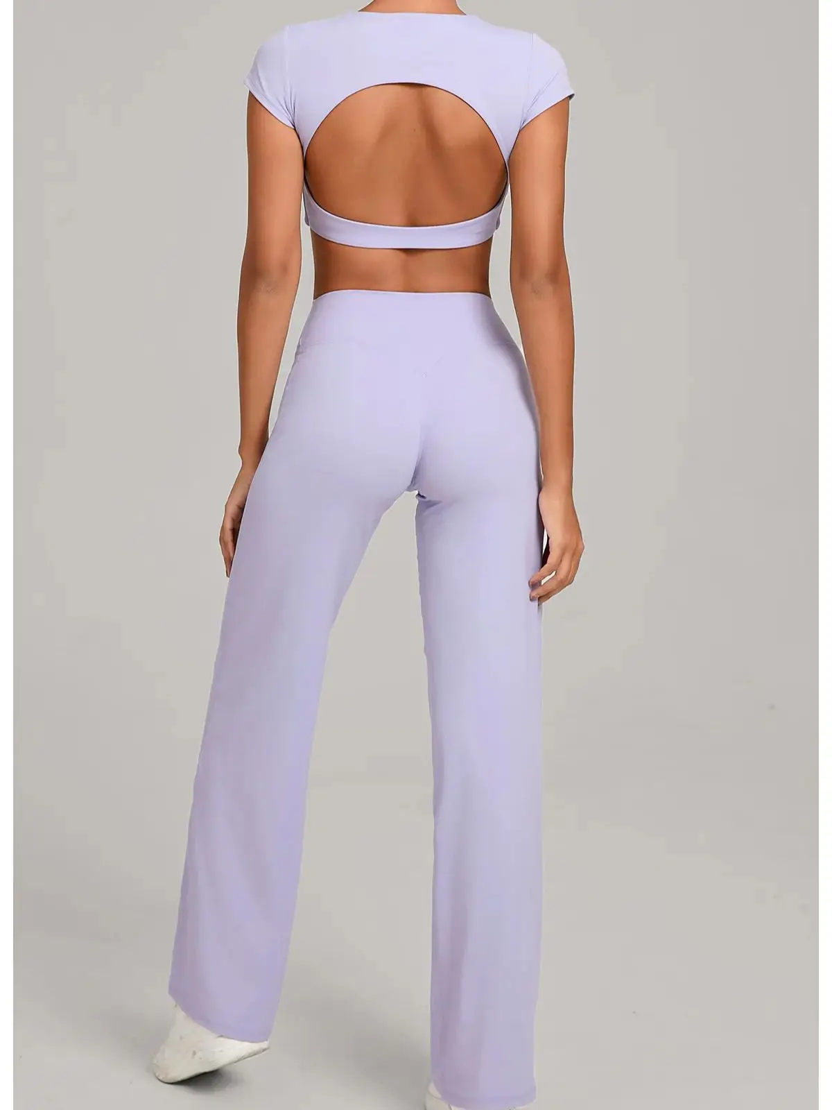 

Gym Workout Yoga Suit Tight-Fitting Backless Yoga Quick-Drying Straight-Leg Pants Sports Fitness Running Two-Piece Set for Women