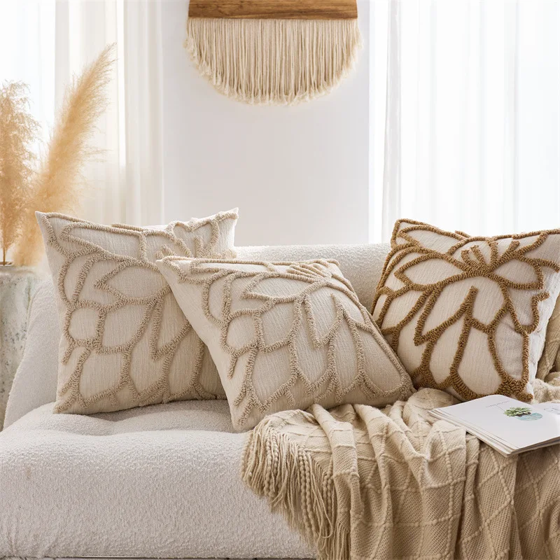 [Only Pillowcase] Nordic Ins Style Minimalist Flower Headboard Bedroom Car Cushion Cover Sofa Pillowcase