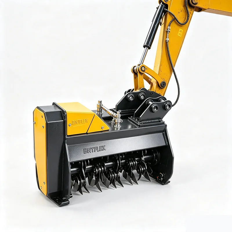 60cm Wide 0.8 to 3T Excavator Flail Mower Digger Attachment for Orchard Clearing, Reed Shredder for Municipal Slope Land Weeding