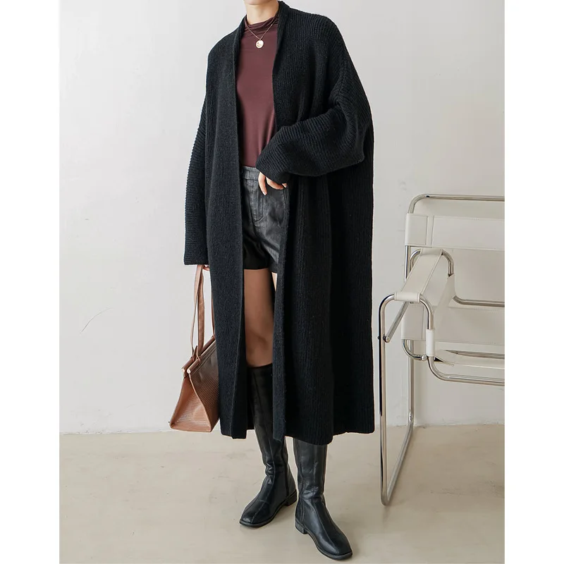 

2026 Long Coat Women Cardigan Sweaters Coats Jackets Casual Loose Jumpers Y2k Streetwear Elegant Knit Open Stith Autumn Winter