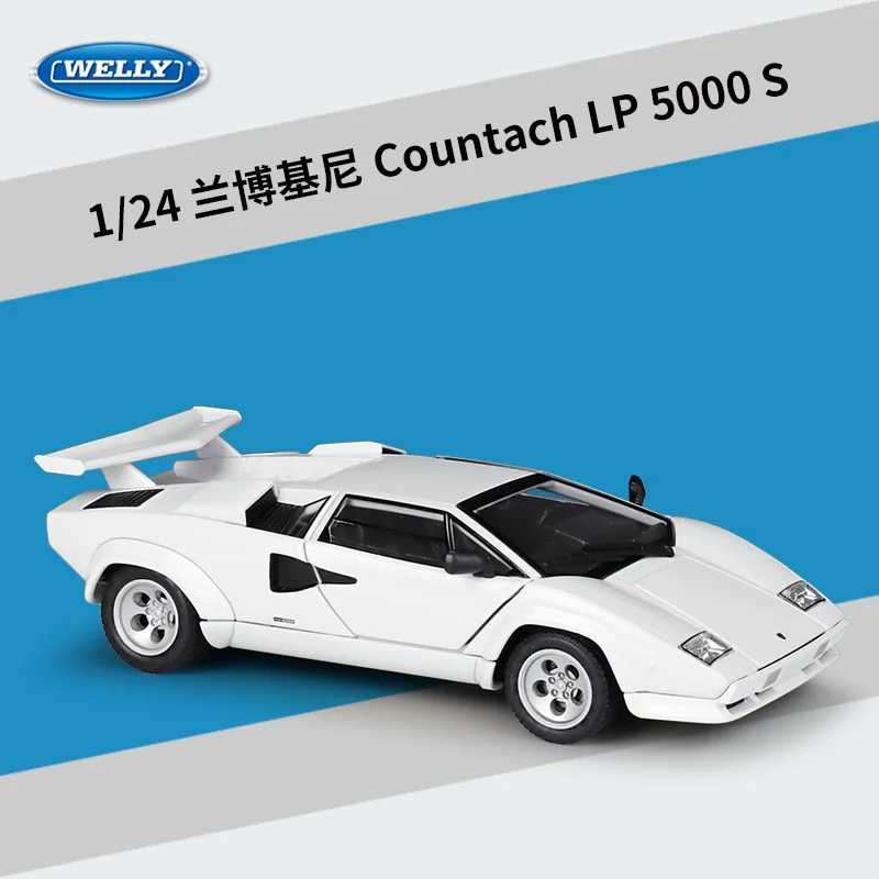 Welly 1:24 Lamborghini Countach LP5000s 합금 스포츠카 모델 다이캐스트 금속 자동차 차량 모델 어린이 장난감 선물 H25L26