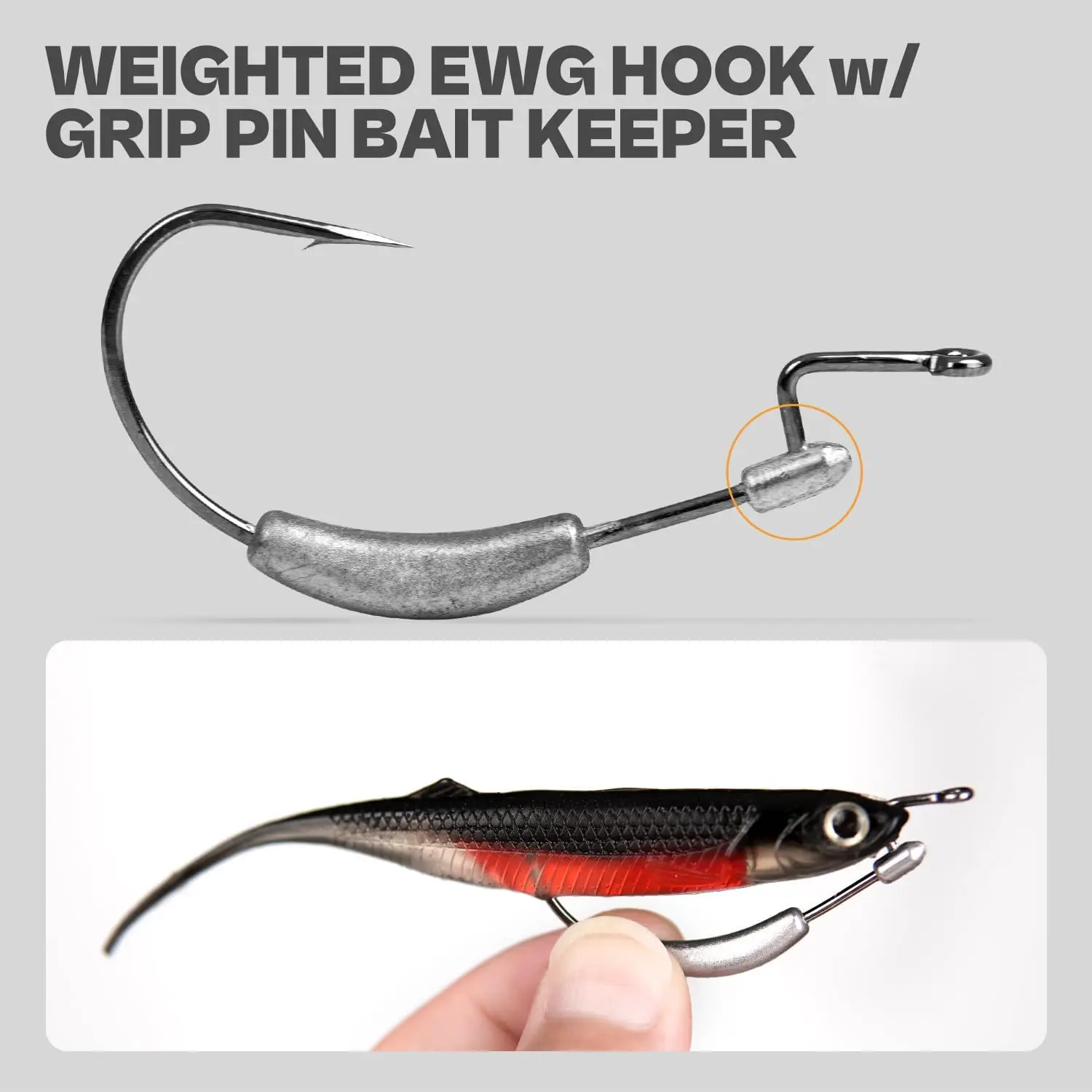 FishTrip Angelhaken, gewichtete Swimbait-Haken mit geformtem Köderhalter, ausgestattet mit unkrautfreien EWG-Wurm-Angelhaken, Salzwasser – Detail 4