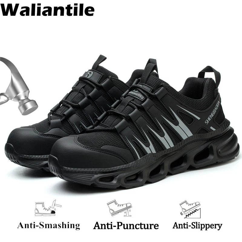 

Waliantile Comfort Men Safety Work Shoes Sneakers Anti-smashing Steel Toe Working Boots Puncture Proof Indestructible Footwear