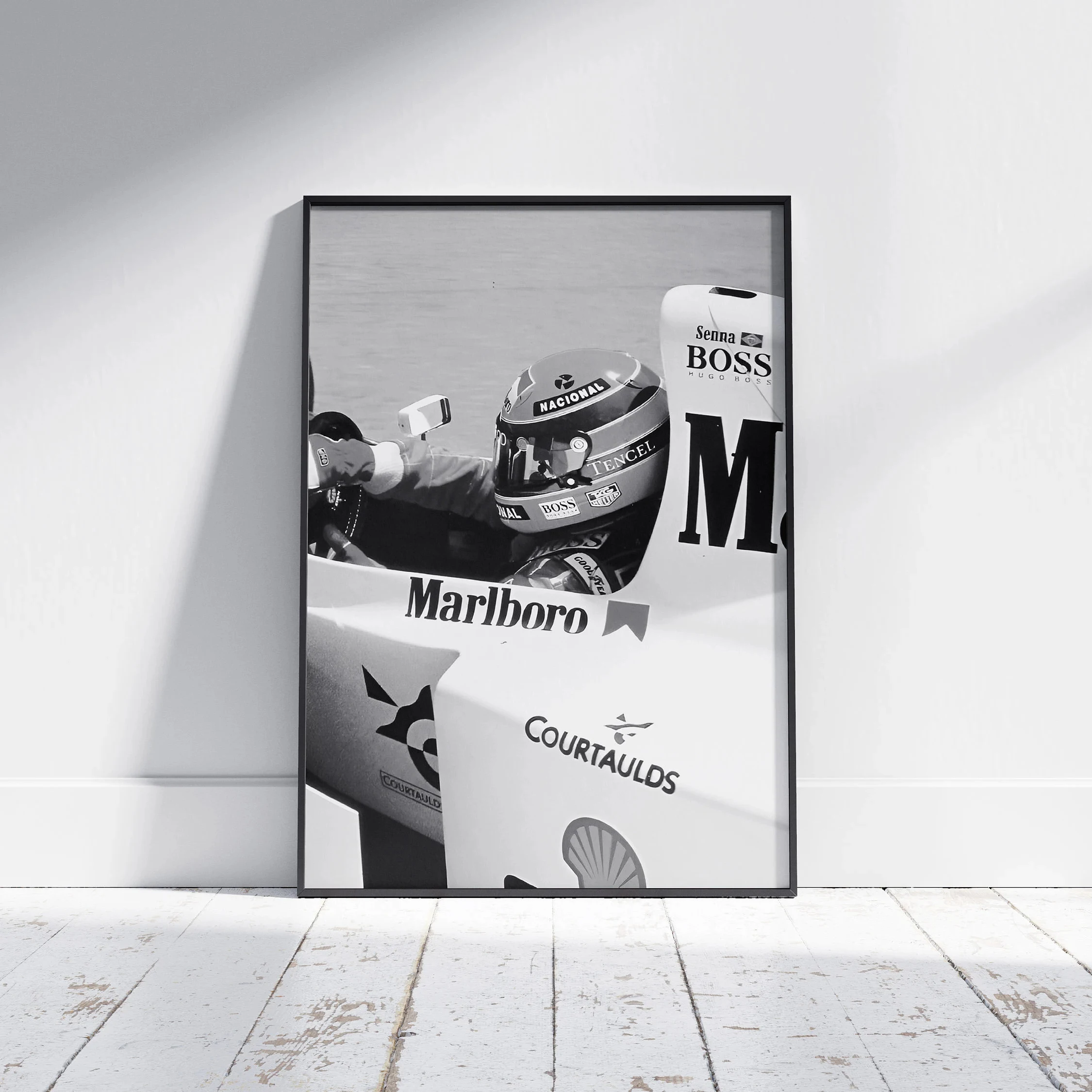 Ayrton Senna Vintage Formula 1 Classic Car Poster Canvas Print Black and White Poster For Living Bedroom Kids Nordic Decor