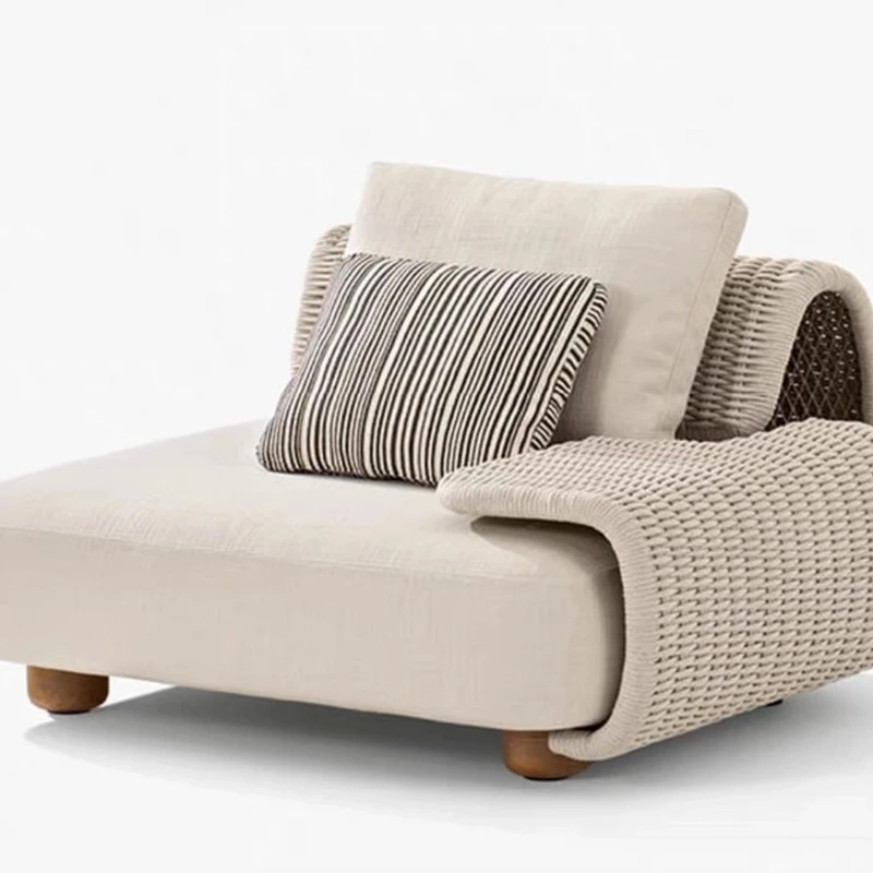 Outdoor rattan sofa combination, courtyard villa, seaside terrace, waterproof leisure sofa, round coffee table