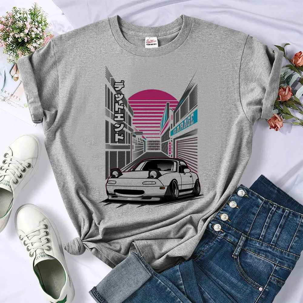 Camiseta Miata feminina, T engraçado Harajuku, roupas japonesas do anime