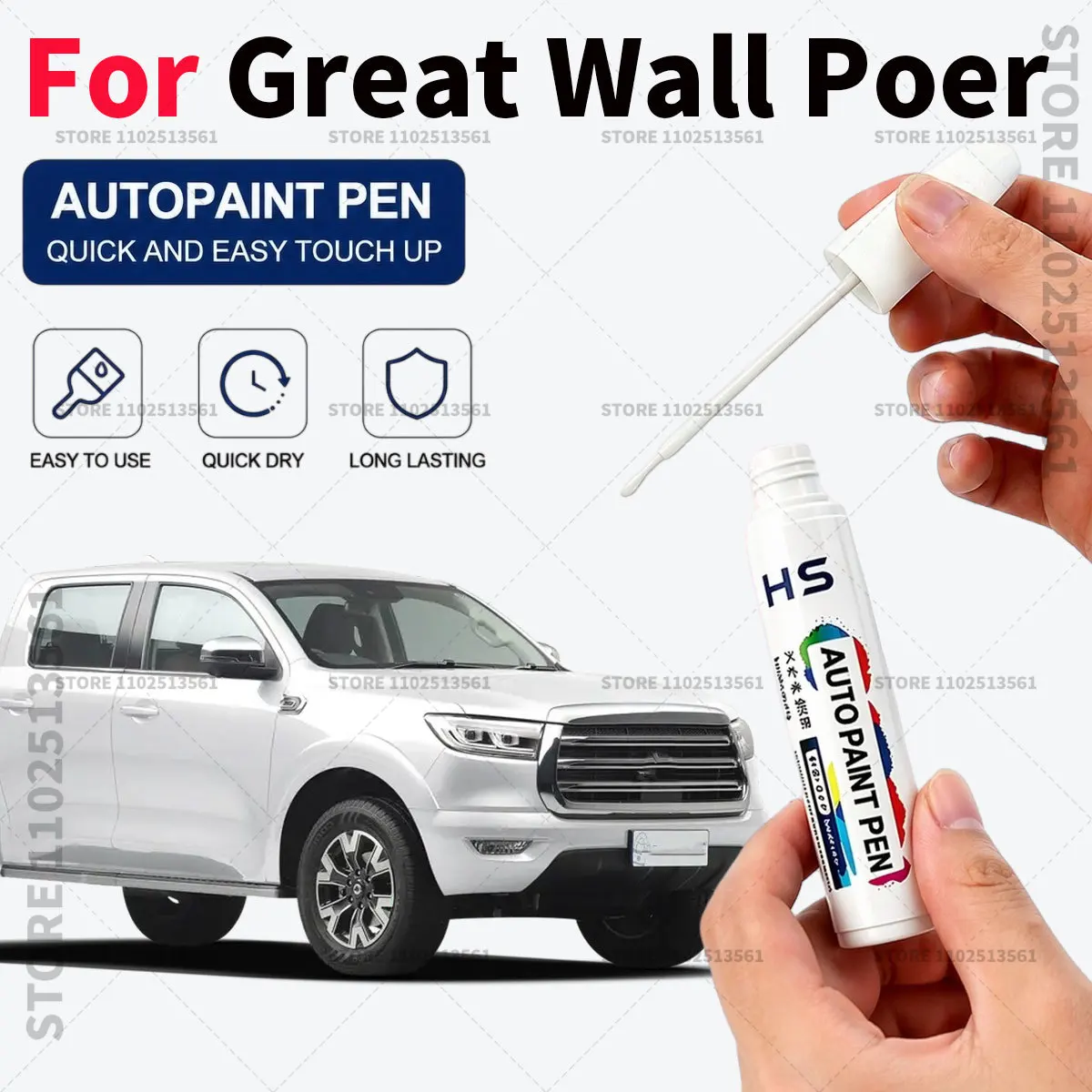 Bolígrafo de pintura para retoques GMW Great Wall Poer, herramienta de reparación de arañazos de pintura de coche, Blanco Ángel, Plata Luz de Luna, Rojo Marte, Naranja Verdadero, Azul