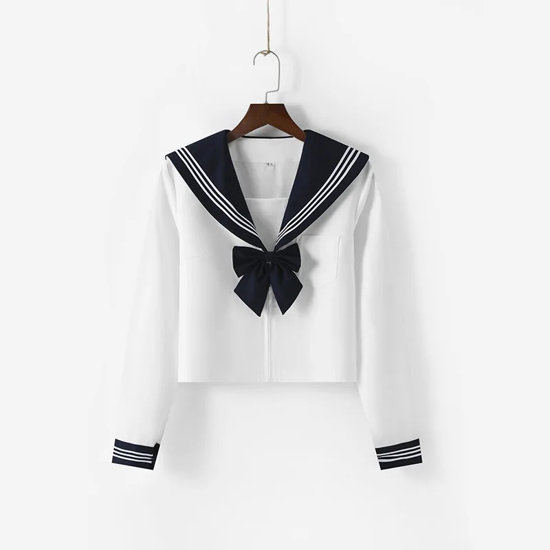 JK-Uniforme SвBasique à Col Noir et Lignes Blanches, Costumes de Marin pour Bol, Jupe Plissée, Vêtements de Style Japonais, Costumes Anime COS pour Femmes