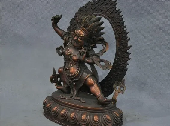 11'' China Tibet Vajrapani Buddha Hold Phurba Dagger Bronze Statue