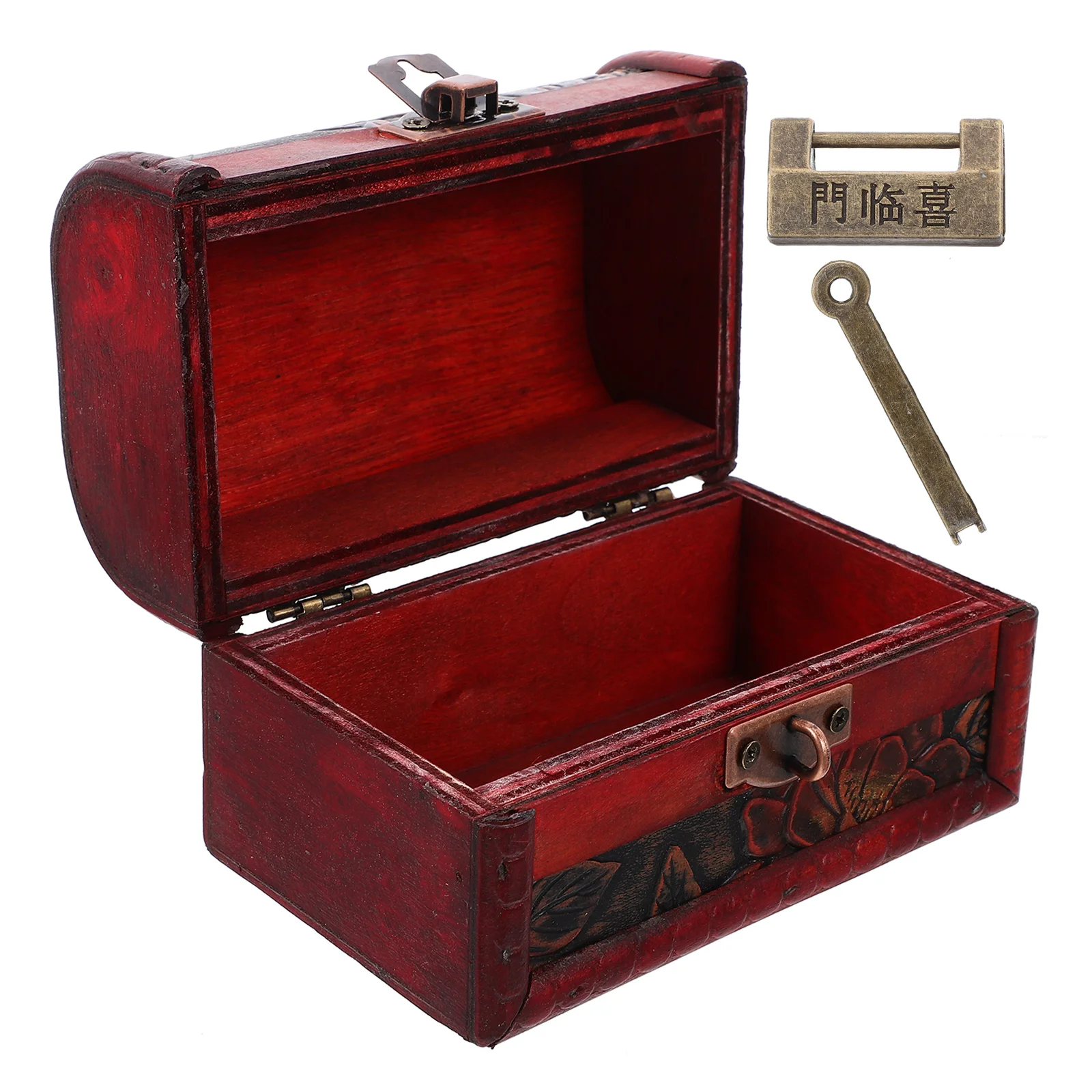 

Wooden Storage Box 6115A-01GK02 Retro Tea Flower Small Leaf Fall Yellow Jewelry Organizer Prop Case Decorative Container