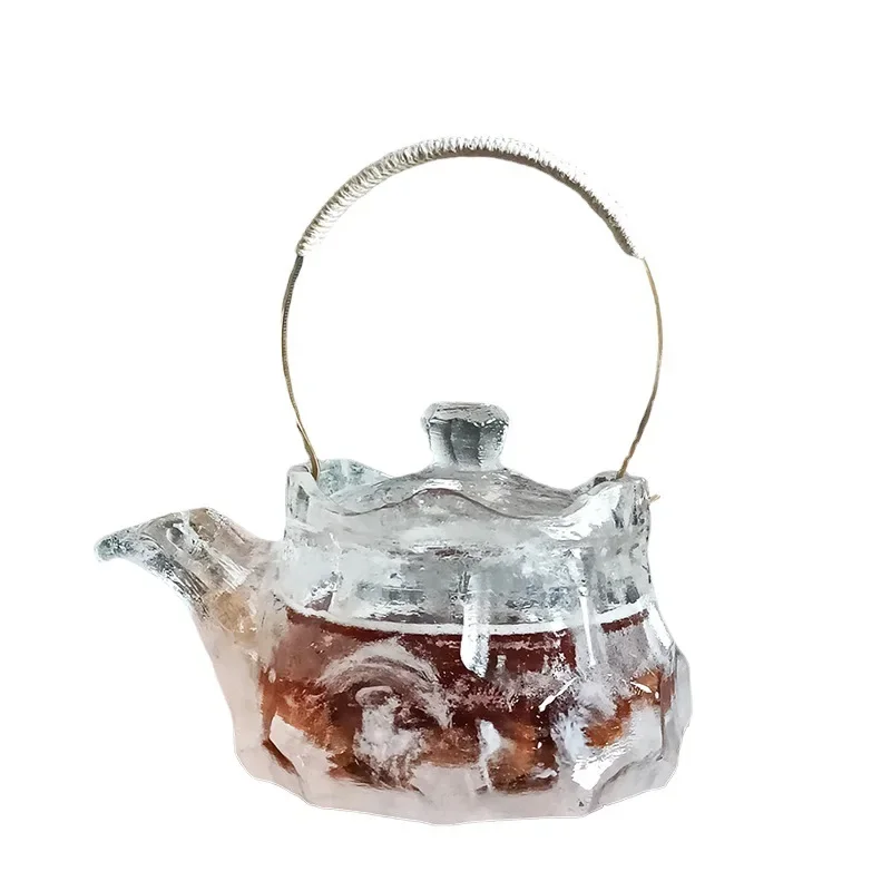 Crystal Teapot Loop-Handled Teapot High Temperature Resistant Tea Ware Kettle Household Personalized National Style Tea Set