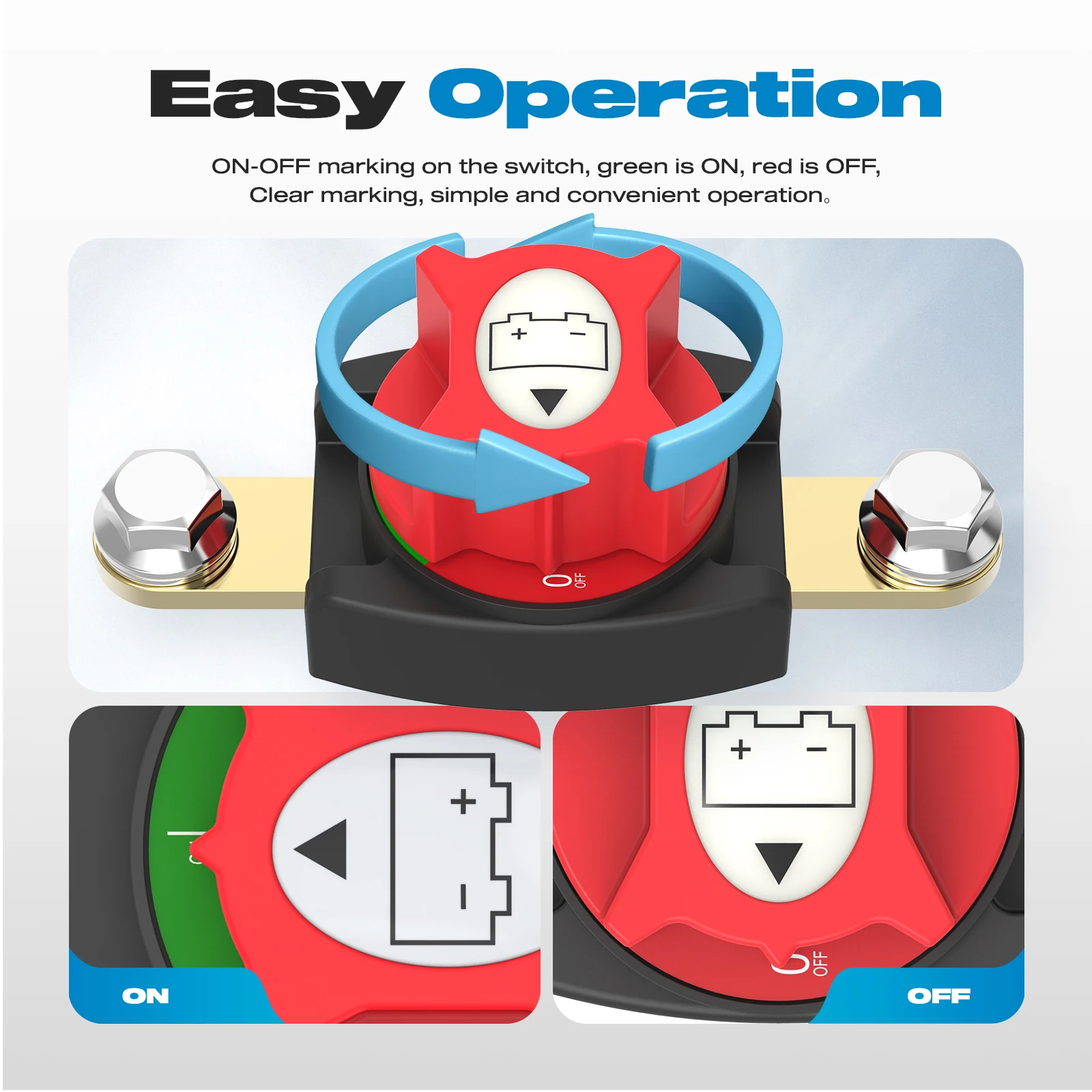12-48V 275A Negative Electrode Top Post Car Battery Kill Switch On/Off Battery Power Cut Disconnect Isolator for Car,RV,Boat