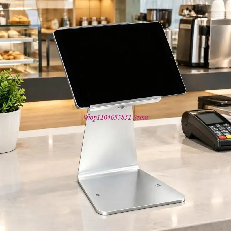 Counter Device Stand with Locking Structure and Aluminum Body for Organized POS Interaction and Customer-Facing Counter Screen
