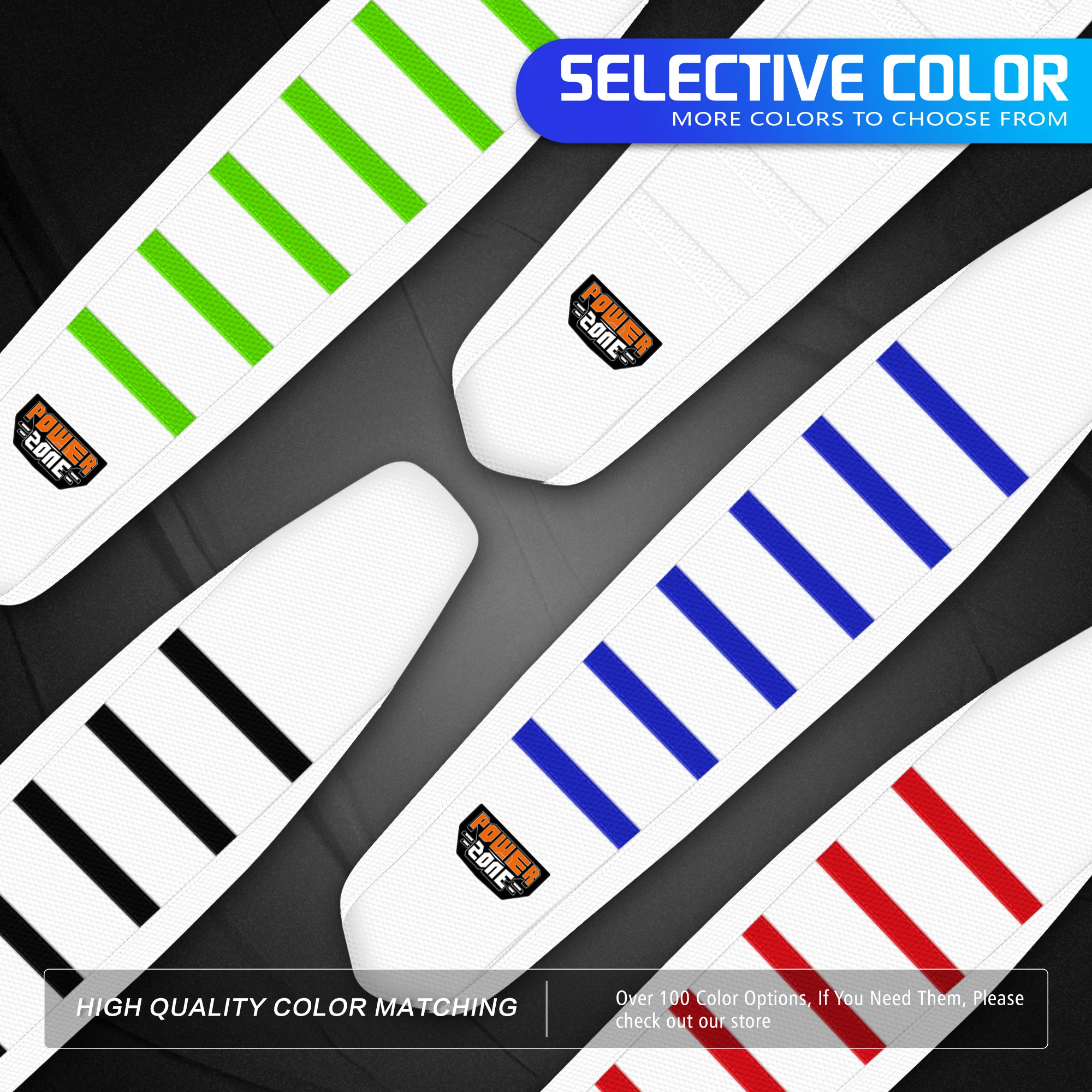 Powerzone white Seat Cover For SXF EXC KXF CRF YZF WR TC TE Universal  Soft  Waterproof Non-slip Ribbed Motorcycle Seat Cover
