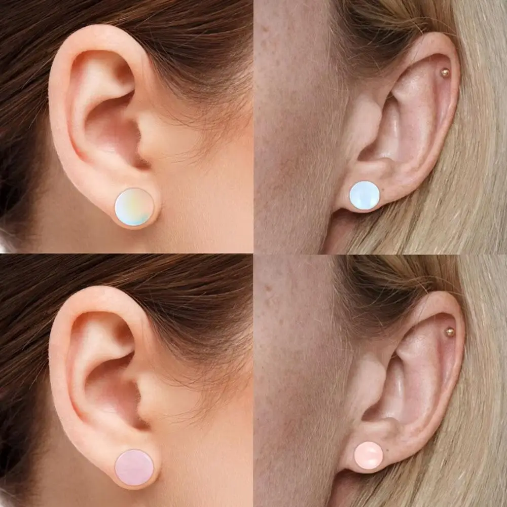 1/2Pairs Stone Flesh Ear Plugs Natural Opalite Saddle Ear Expander Stretcher Double Flare Ear Tunnel Piercing Body Jewelry