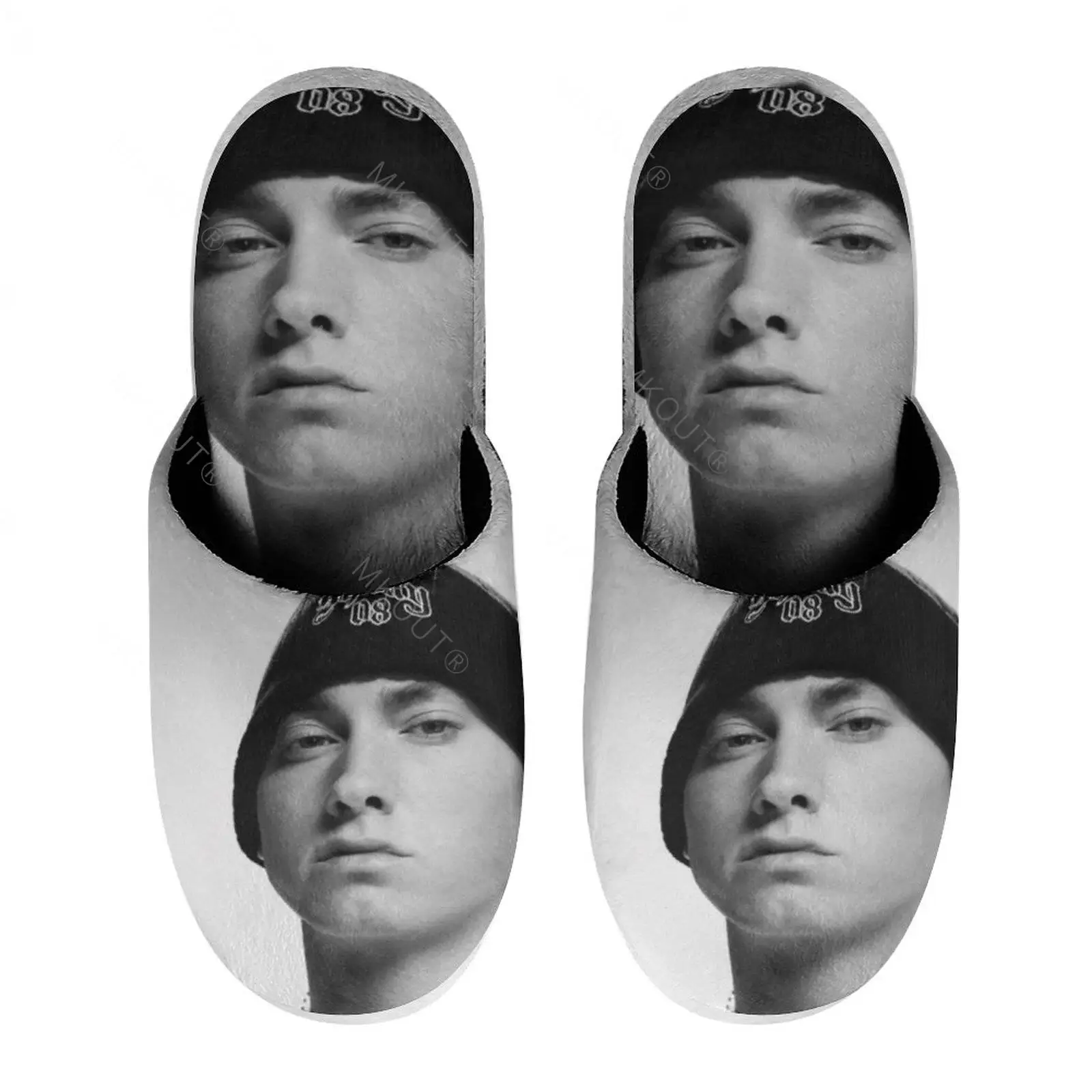 Eminem (21) Warm Cotton Slippers For  Men Women Thick Soft Soled Non-Slip Fluffy Shoes  Indoor House Slippers Leather