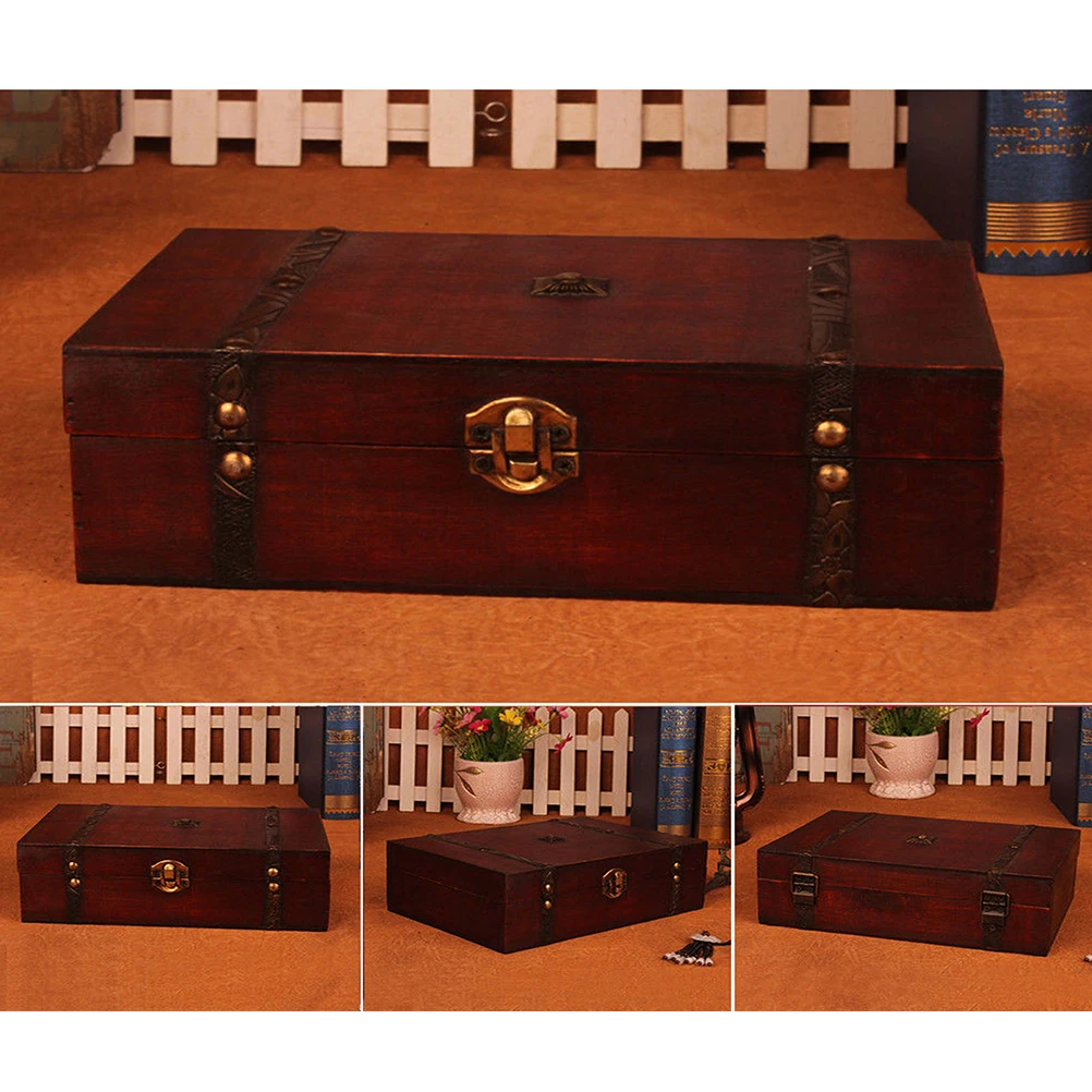 

2pcs Wooden Box Storage Container Vintage Style Unique Design Sturdy Boxes Desk Bedroom Sitting Room Dormitory Wooden Jewelry