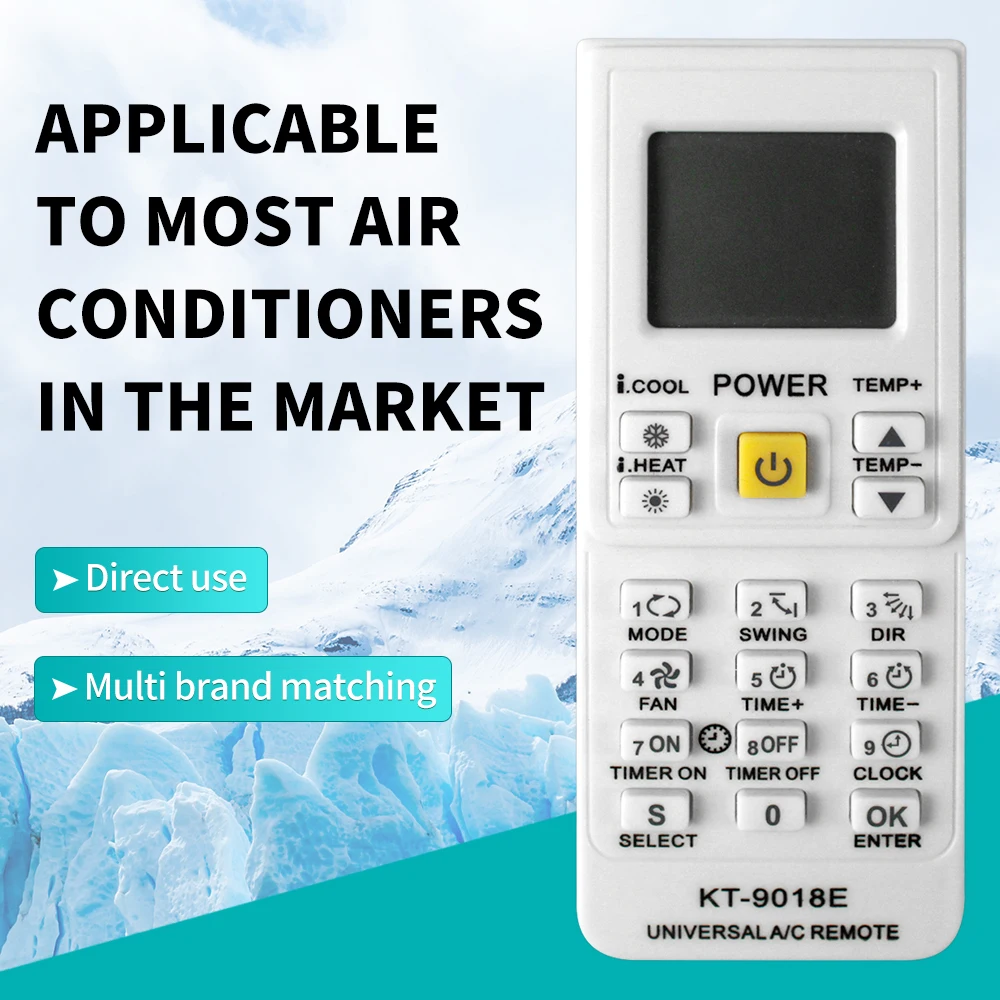 KT-9018E Replacement Universal Air Conditioner Remote Control 4000 in 1 Fit for Most A/C Air Conditioner Toshiba Panasonic