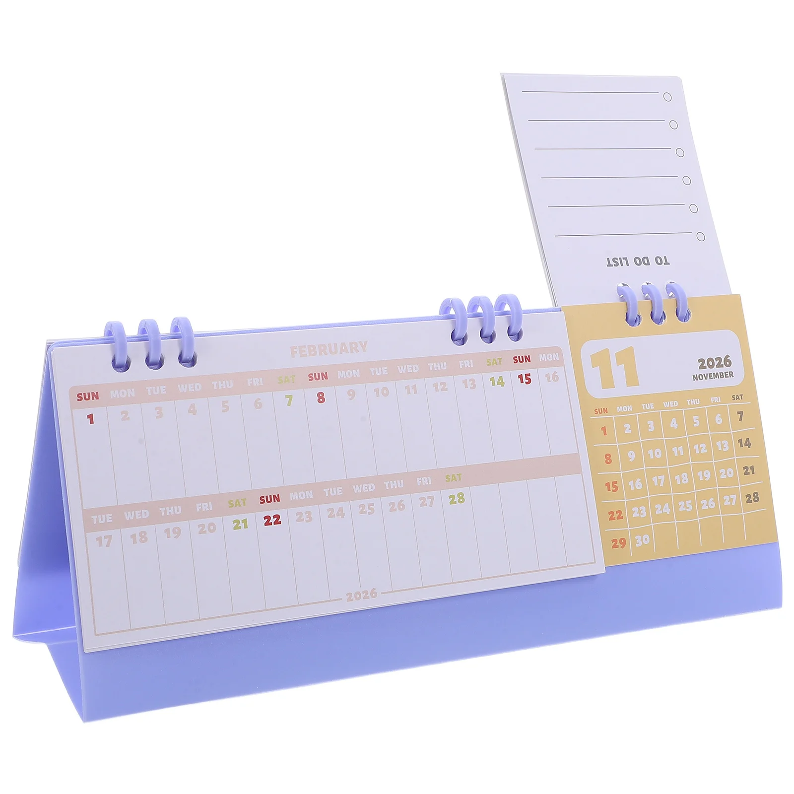 

Compact Monthly Desktop Calendar 2026 Purple Habit Tracker Journal Portable Table Planner with Notepad Functional Weekly Design