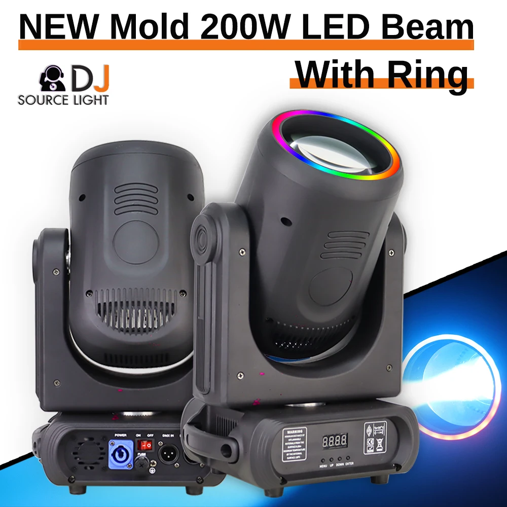 Professional DJ Stage Lighting Equipment Moving Head With Ring 200W LED Spot Lyre Gobo Projector Lights For Disco Bar Party Show