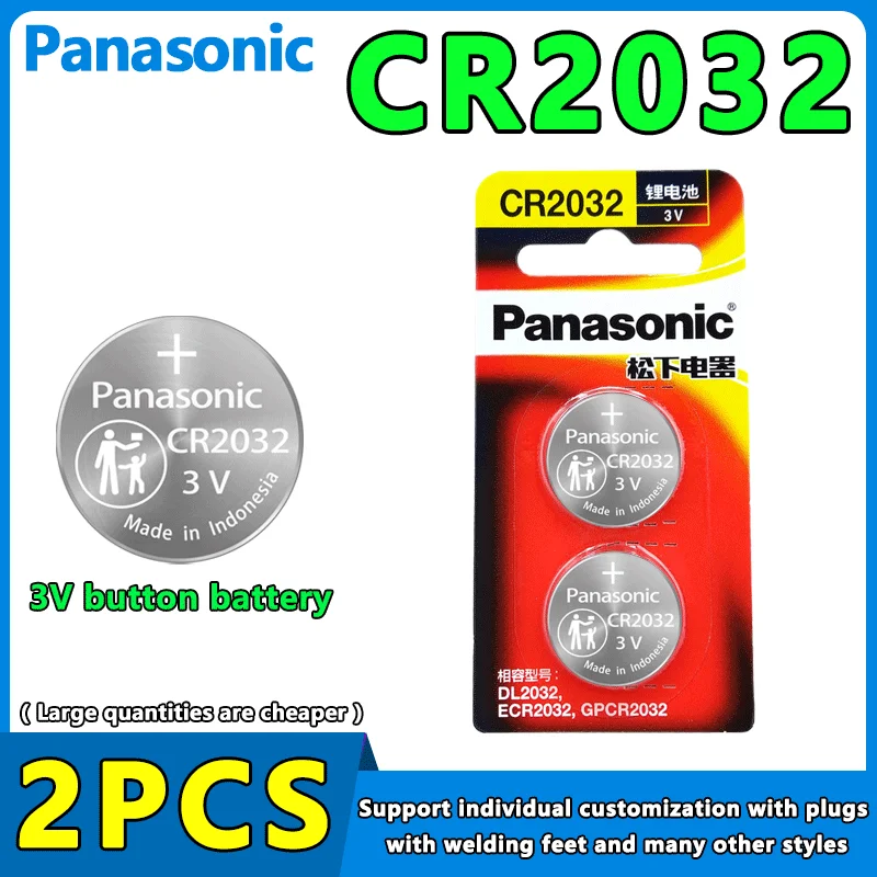 2Pcs Original Panasonic CR2032 DL2032 ECR2032 Button Lithium Battery For Electronic Watch LED Light Toy Car Key Remote Control