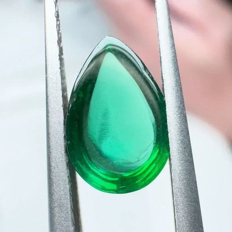 

Top Lab Grown Zambian Emeralds Pear Shape Smooth Surface With Cracks Inclusions Inside Selectable AGL Certificate