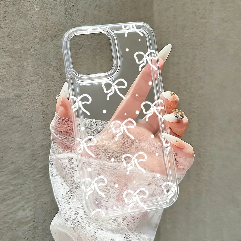 Immagine 5: Elegante custodia per telefono con fiocco bianco per IPhone 17 Air 16 15 Pro Max 11 13 14 Pro Max Plus 12 Mini 16E 7 8 Plus Cover morbida antiurto