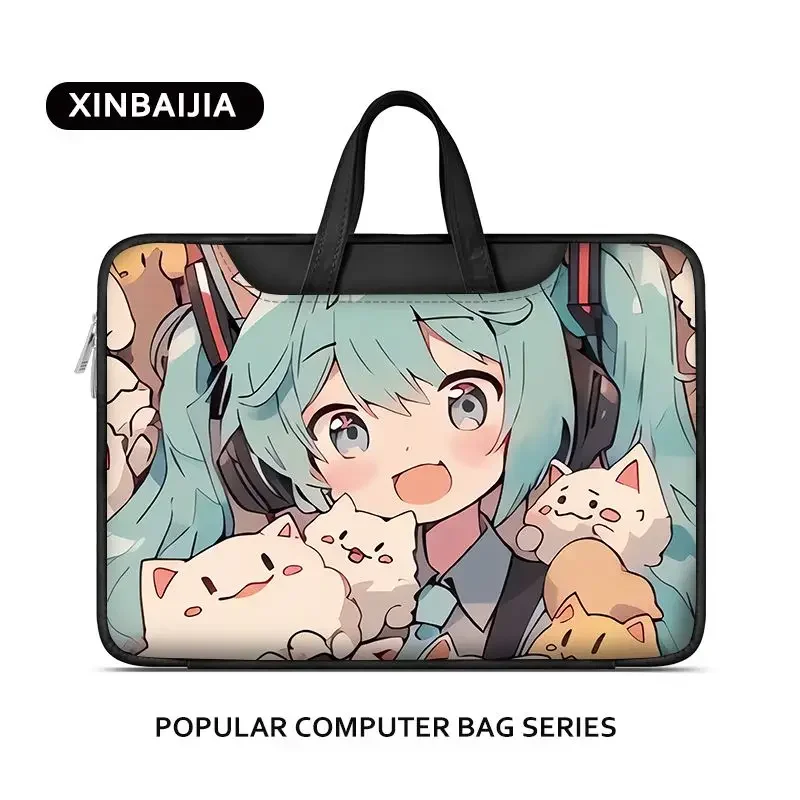 New Anime Hatsune Miku computer bag, beautiful girl travel portable handbag, Pu suitable for Apple iPad 13/15 inch matebook13