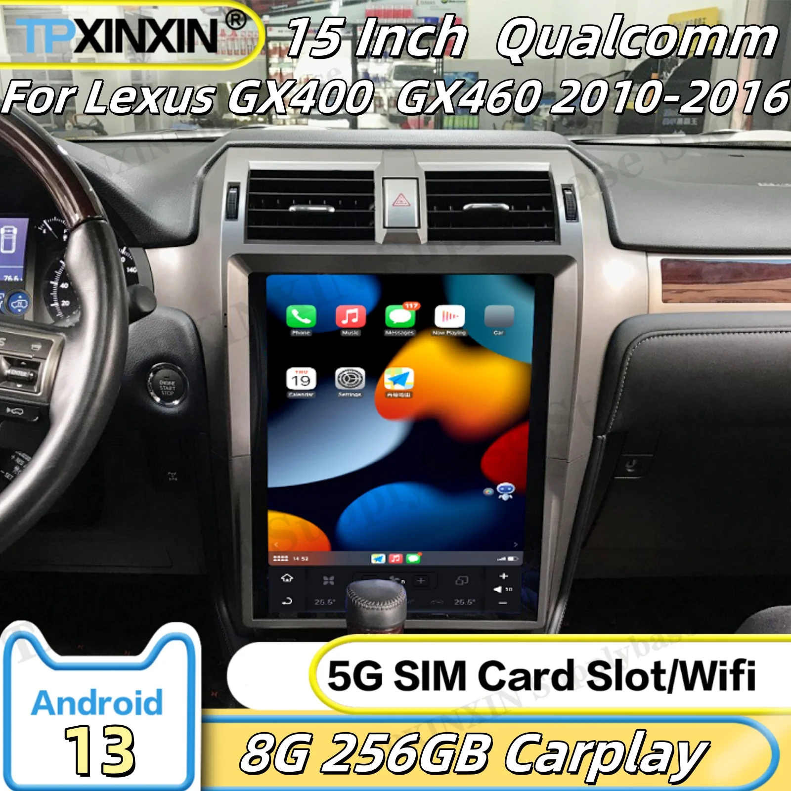 

Intelligent Qualcomm Car Radio With Carplay Android 13 Screen For Lexus GX400 2010-2016 GPS Navigation Upgrade IPS Head Unit