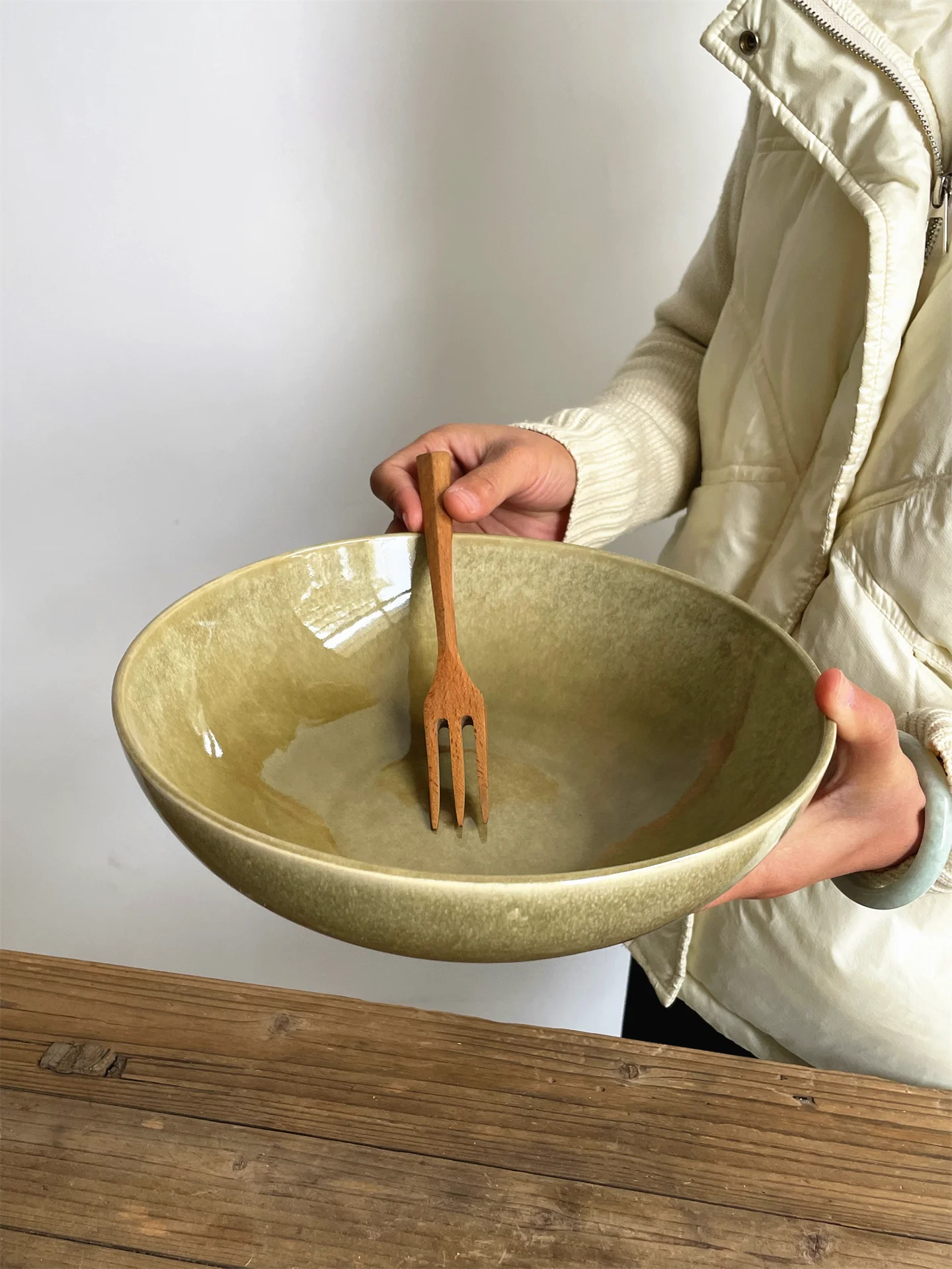 Tazón Grande de Cerámica Retro para Sopa, Tazón Creativo para Fideos de Restaurante, Tazón para Ensalada con Forma de Cola de Langosta, Estilo de Restaurante para Uso Doméstico