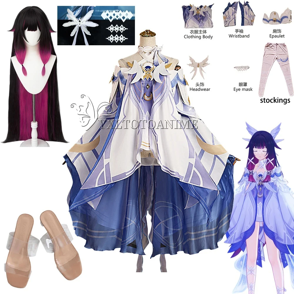 

Columbina Cosplay Costume Game Genshin Impact Anime 3D Print Dresses Wig Role Play Uniform Full Set for Women Girls