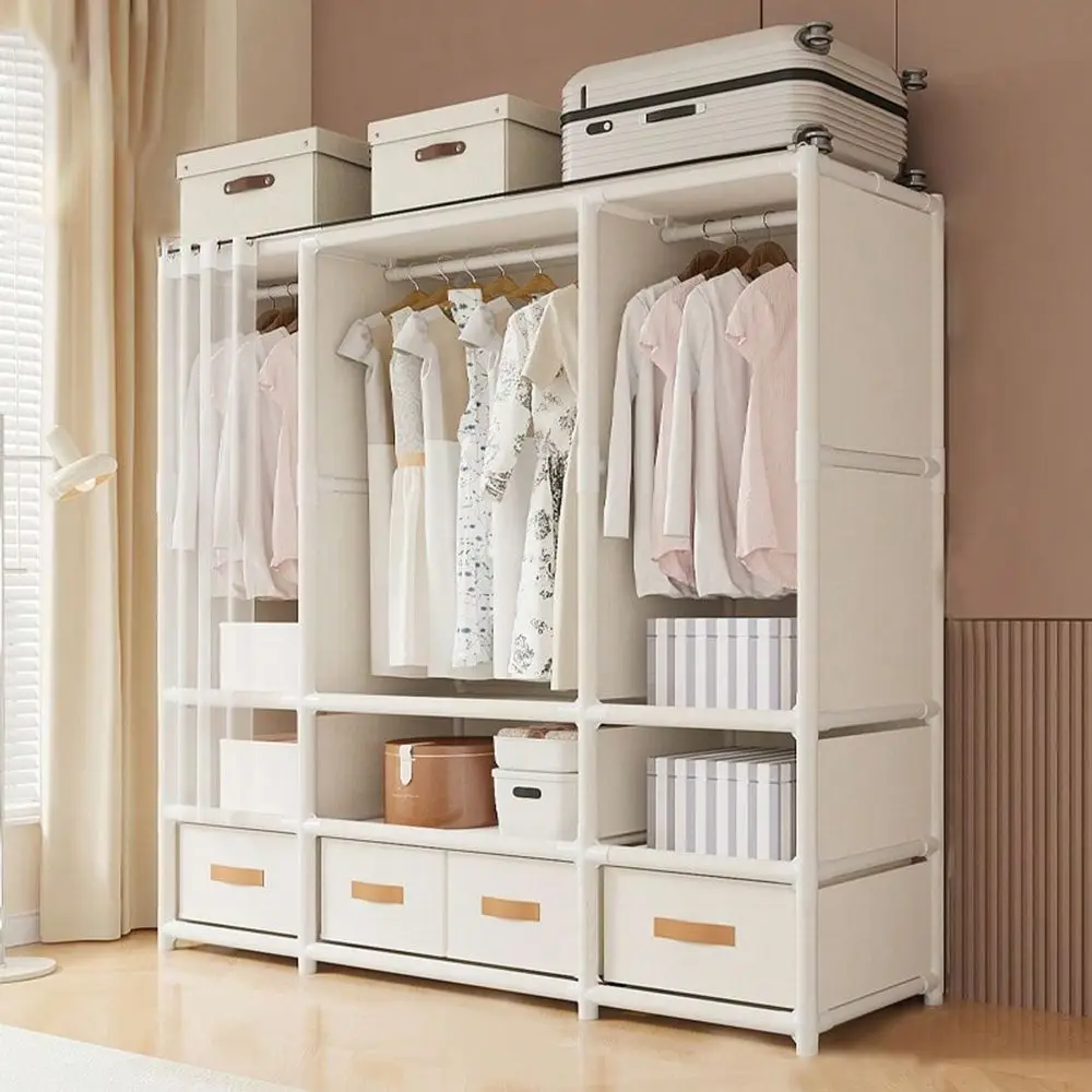 

Wardrobe Floor-To-Ceiling Bedroom Living Room Cabinet Household Durable Hanging Clothes Shelf Easy Assembly Storage Furniture
