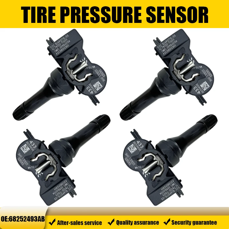 

1/4 шт. 68252493AB 433 МГц датчик контроля давления в шинах TPMS для Jeep Grand Cherokee Compass Dodge, совместимый с 68313387AA