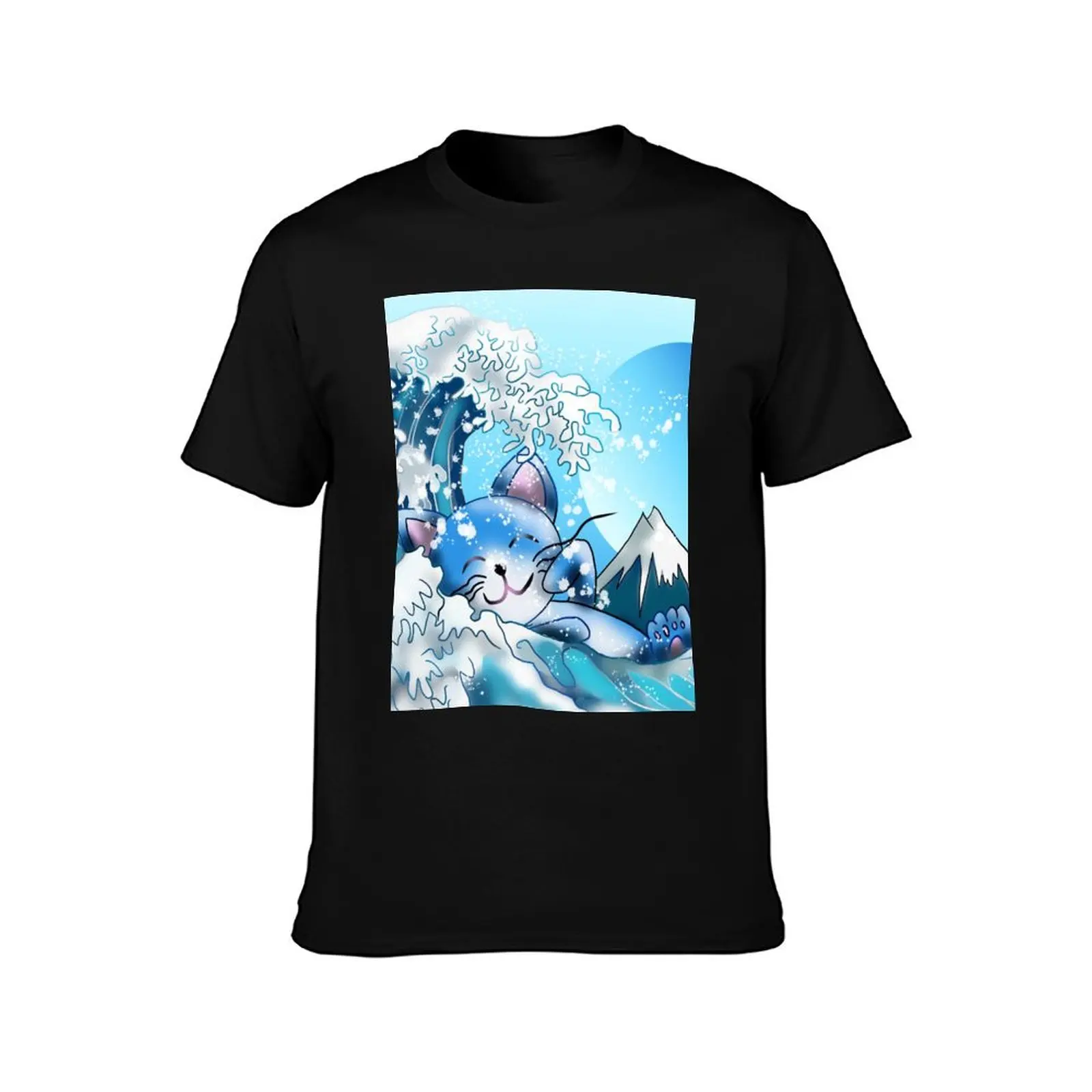The Great Cat in the Wave off Kanagawa T-Shirt Casual Trendy Streetwear Tee Shirt T-Shirt