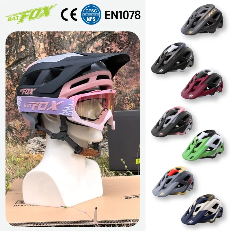 

BATFOX Bike Helmet With goggles Men Women Professional Off Road MTB Bicycle Helmet CE/CPSC/EN1078 Certification Cycling helmets