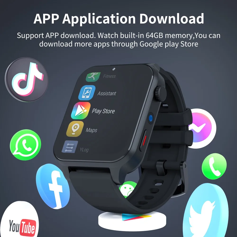 Smart Watch For Men Women Phone 4G+64G WiFi Camera 1.99 In 4G GPS Positioning Google Play SIM Card Sports Fitness