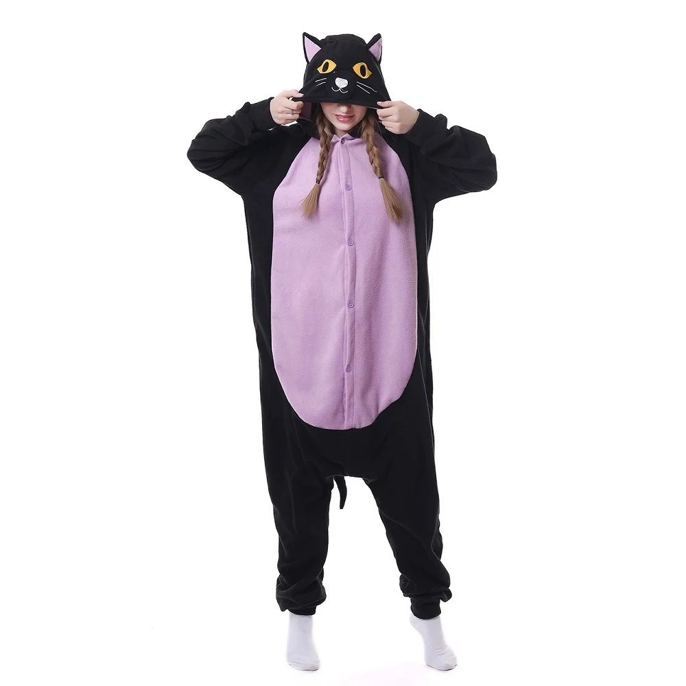 Winter Adult Animal Kigurumi Unicorn Cat Onesie Pajamas Cartoon Family Halloween Party Jumpsuits Fleece Christmas Gift Slippers
